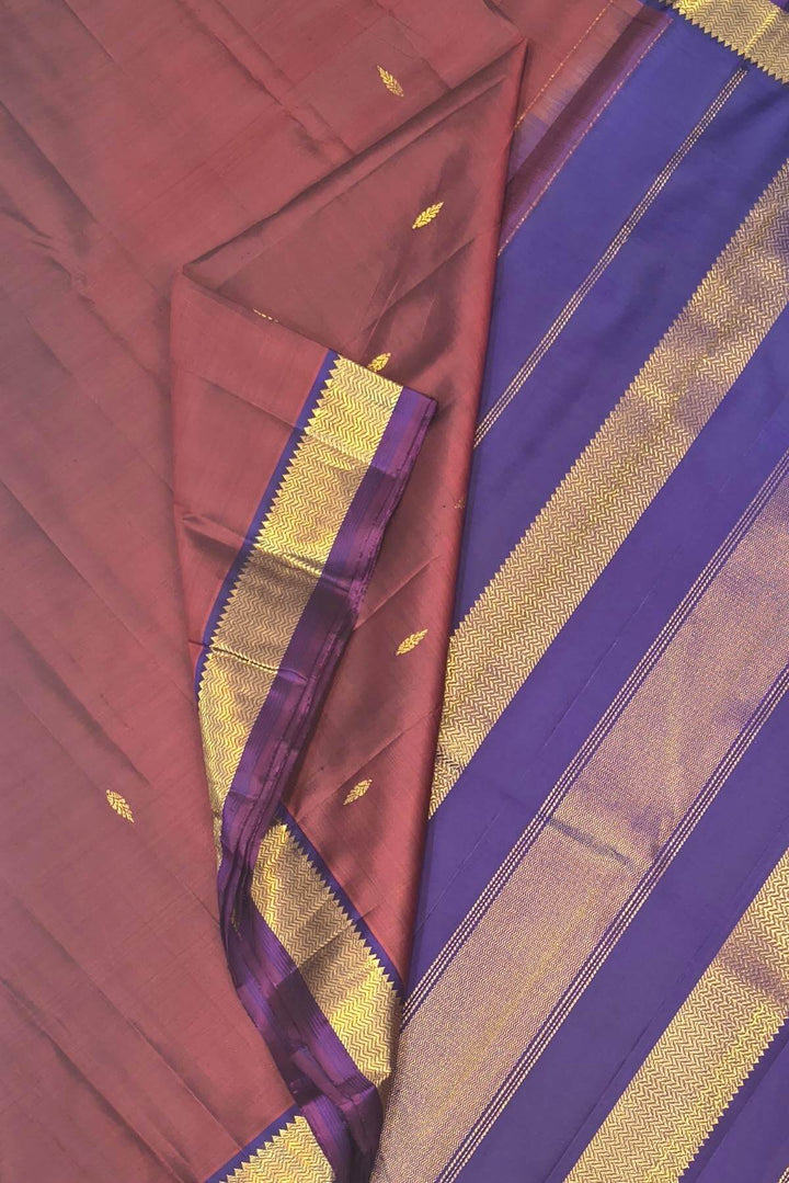 Kanchi pure silk saree in maroon with small motifs