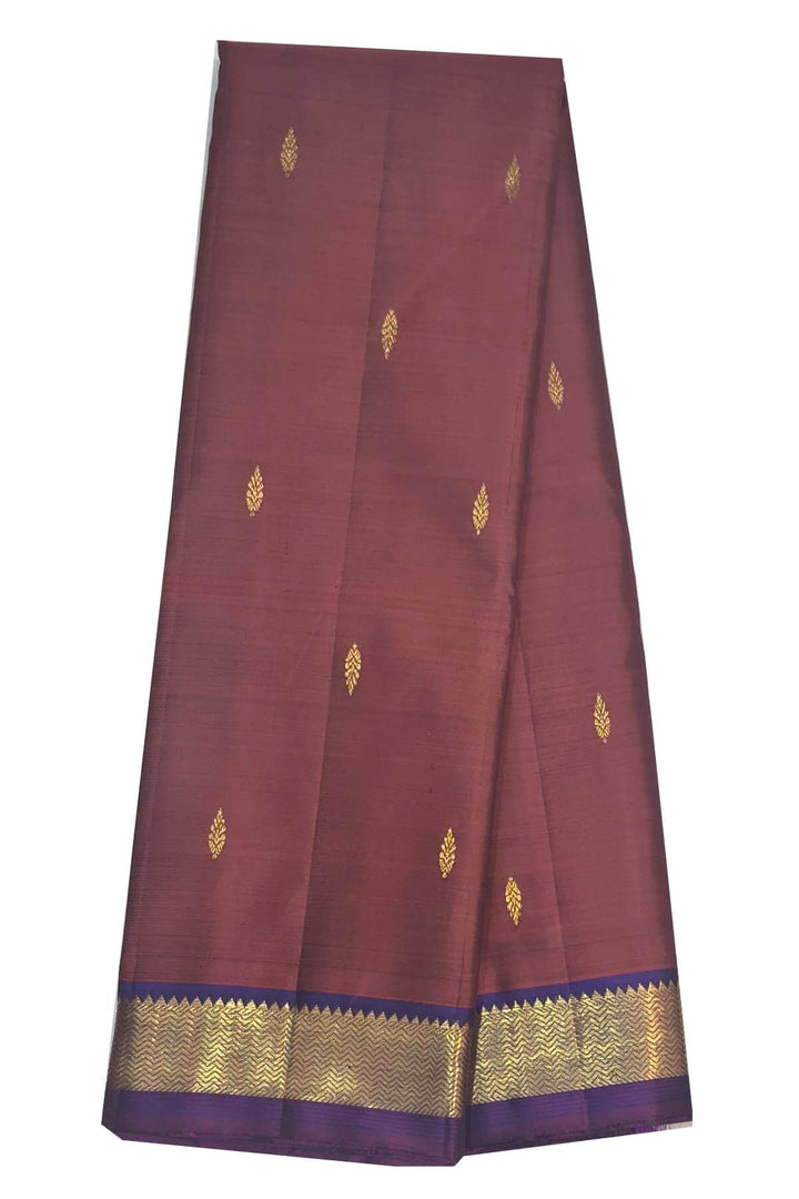 Kanchi pure silk saree in maroon with small motifs