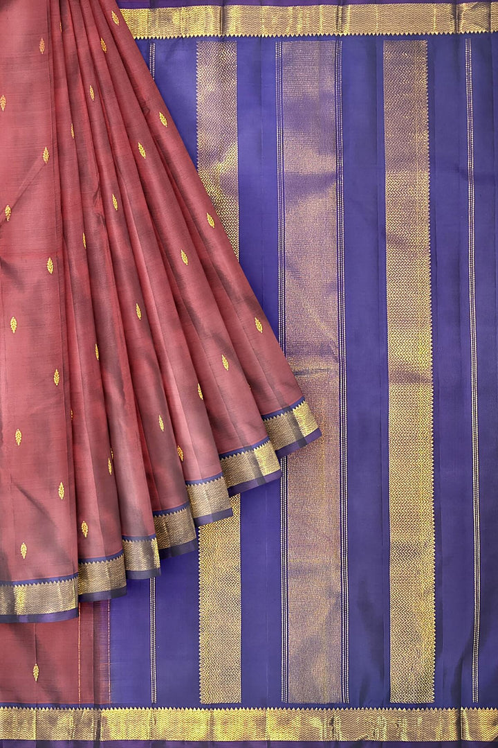 Kanchi pure silk saree in maroon with small motifs