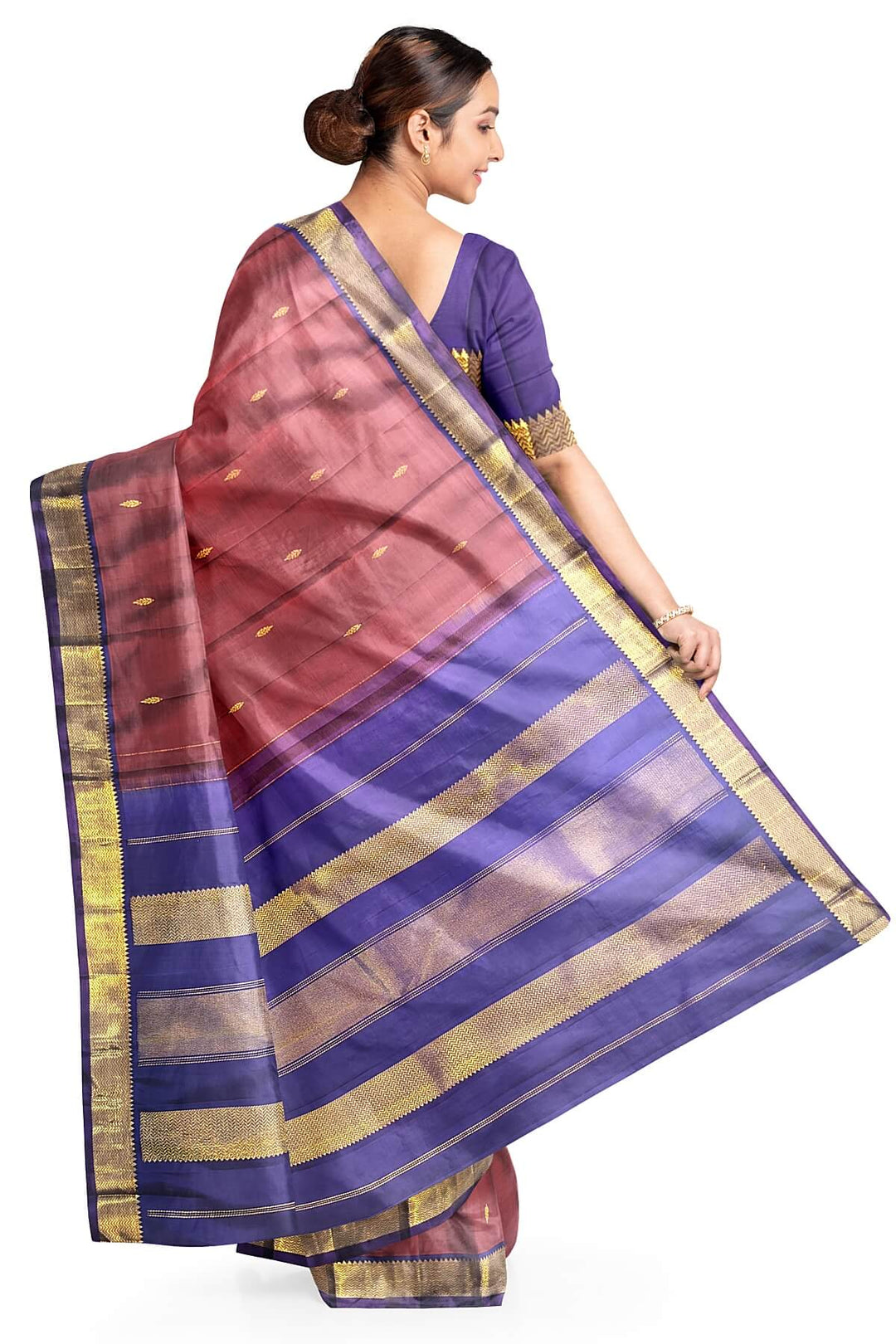 Kanchi pure silk saree in maroon with small motifs