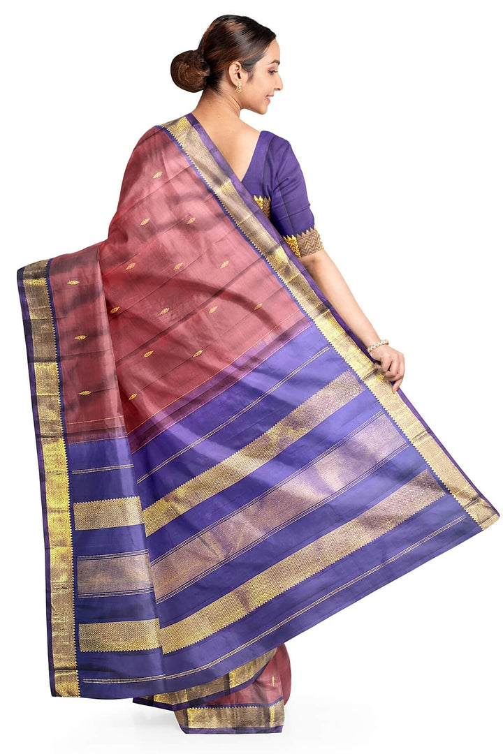Kanchi pure silk saree in maroon with small motifs