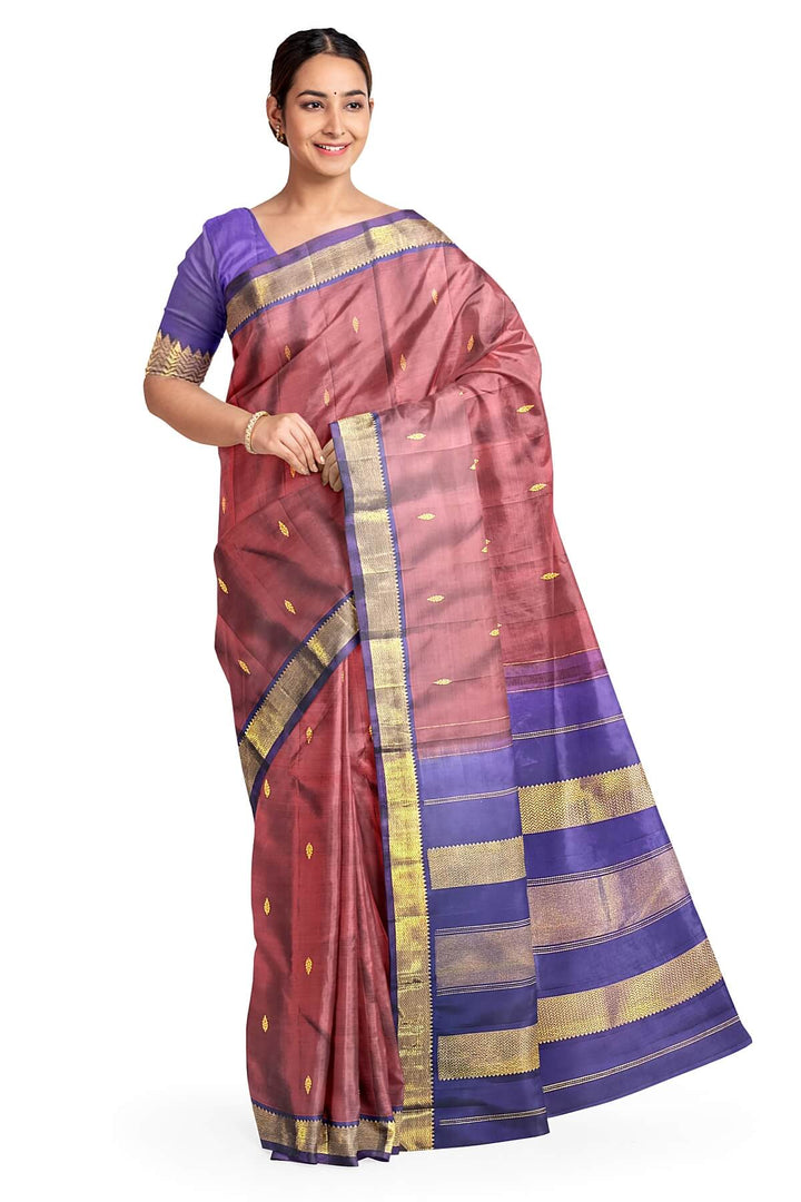 Kanchi pure silk saree in maroon with small motifs