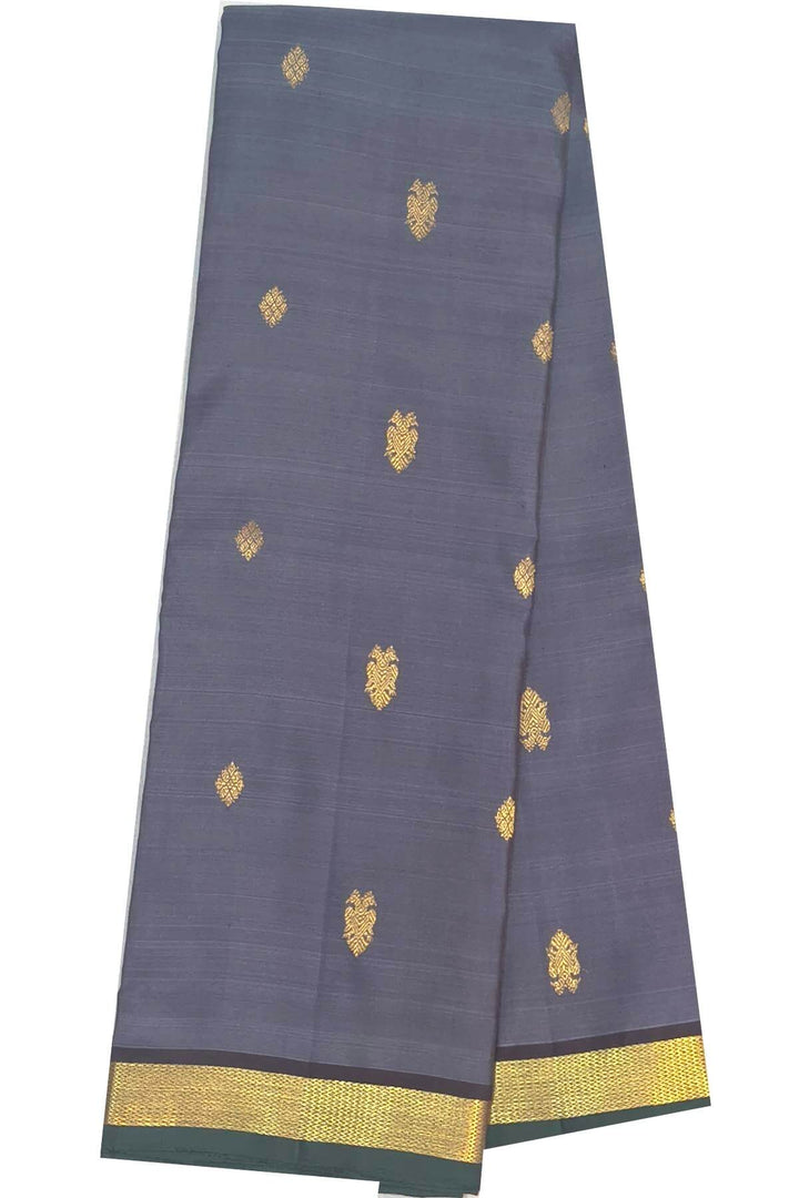 Kanchi pure silk saree in grey with small motifs