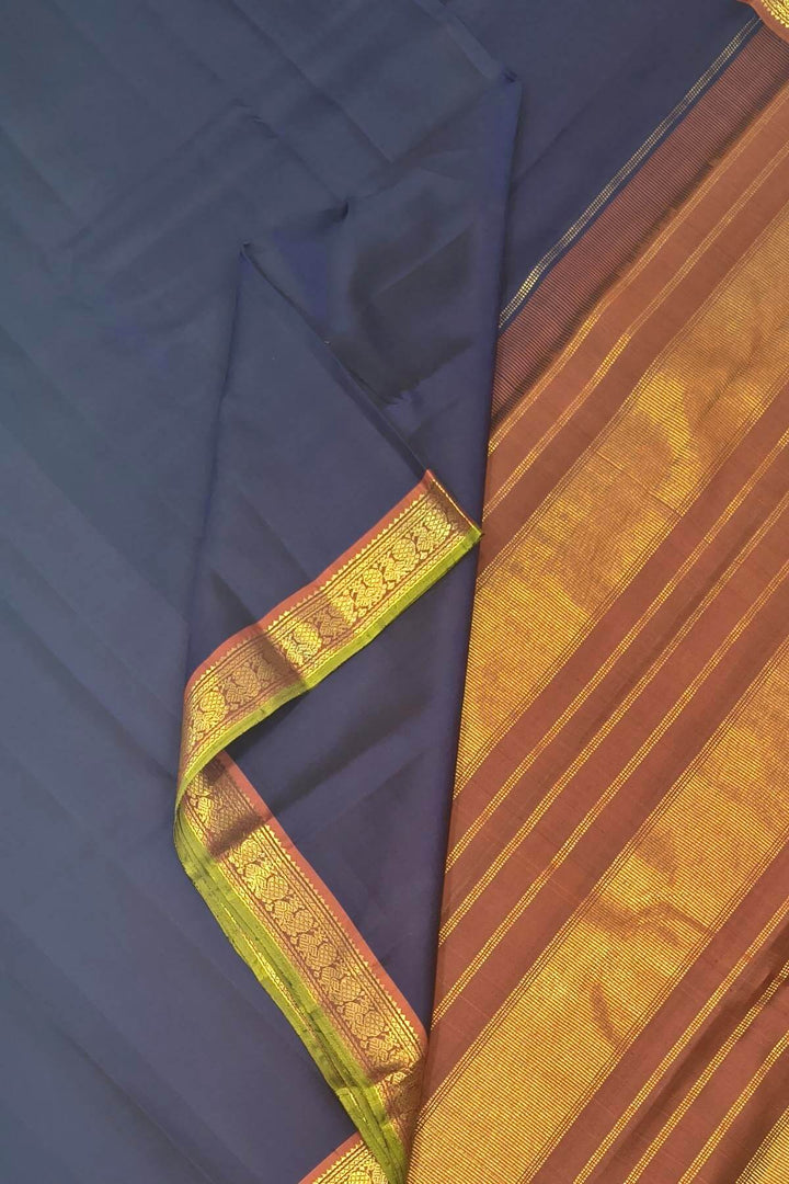 Kanchi pure silk saree in navy blue