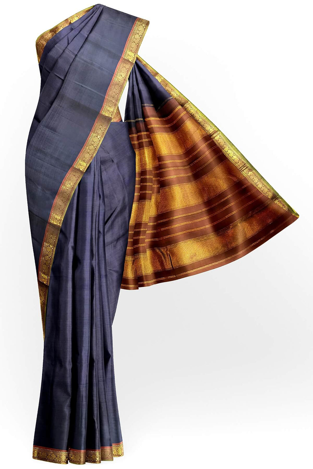 Kanchi pure silk saree in navy blue