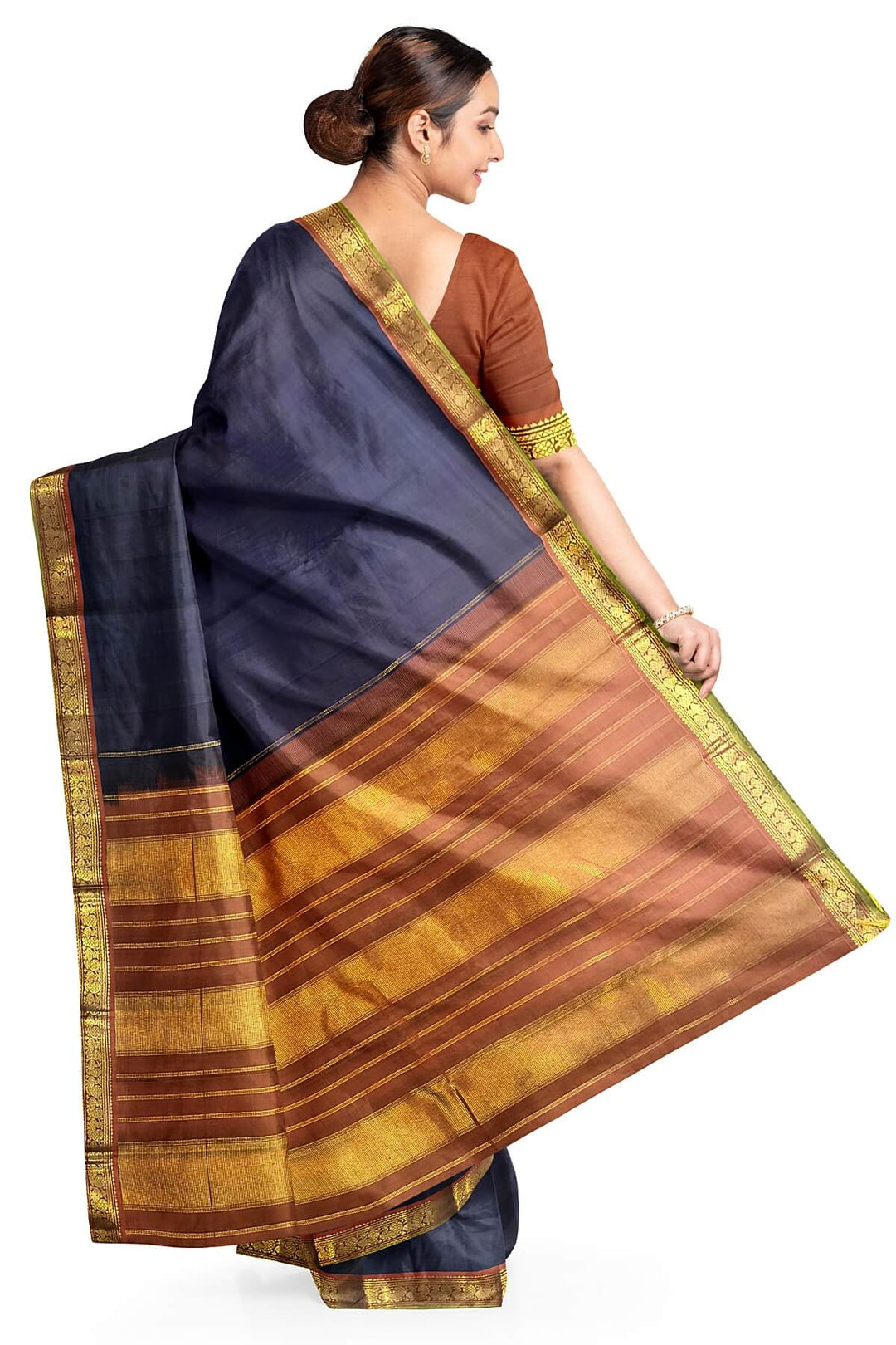 Kanchi pure silk saree in navy blue
