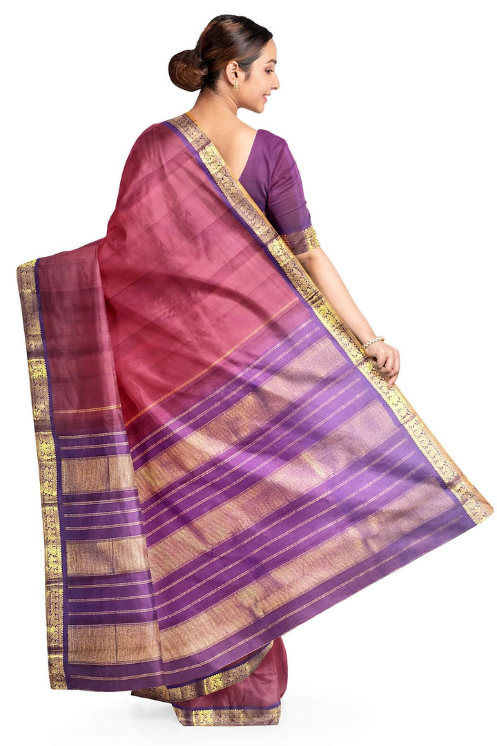 Kanchi pure silk saree in  dark red