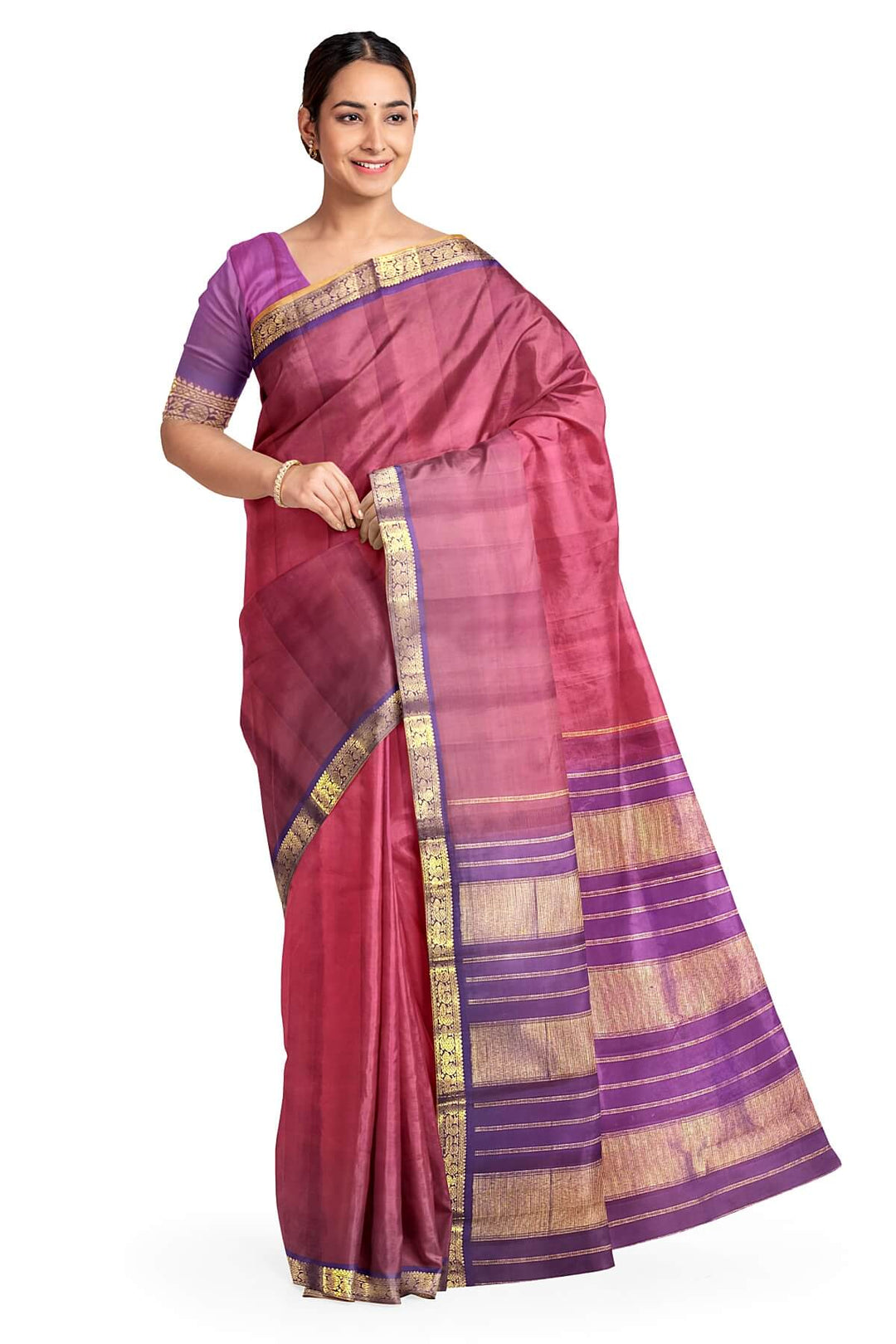Kanchi pure silk saree in  dark red