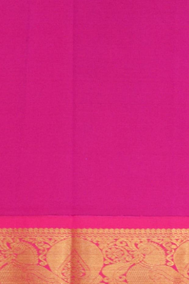 Kanchi pure silk organza saree in blue & pink with floral motifs