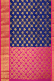 Kanchi pure silk organza saree in blue & pink with floral motifs