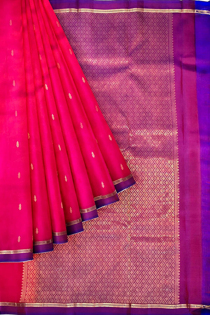 Kanchi pure silk saree in &nbsp;pink with small buttis