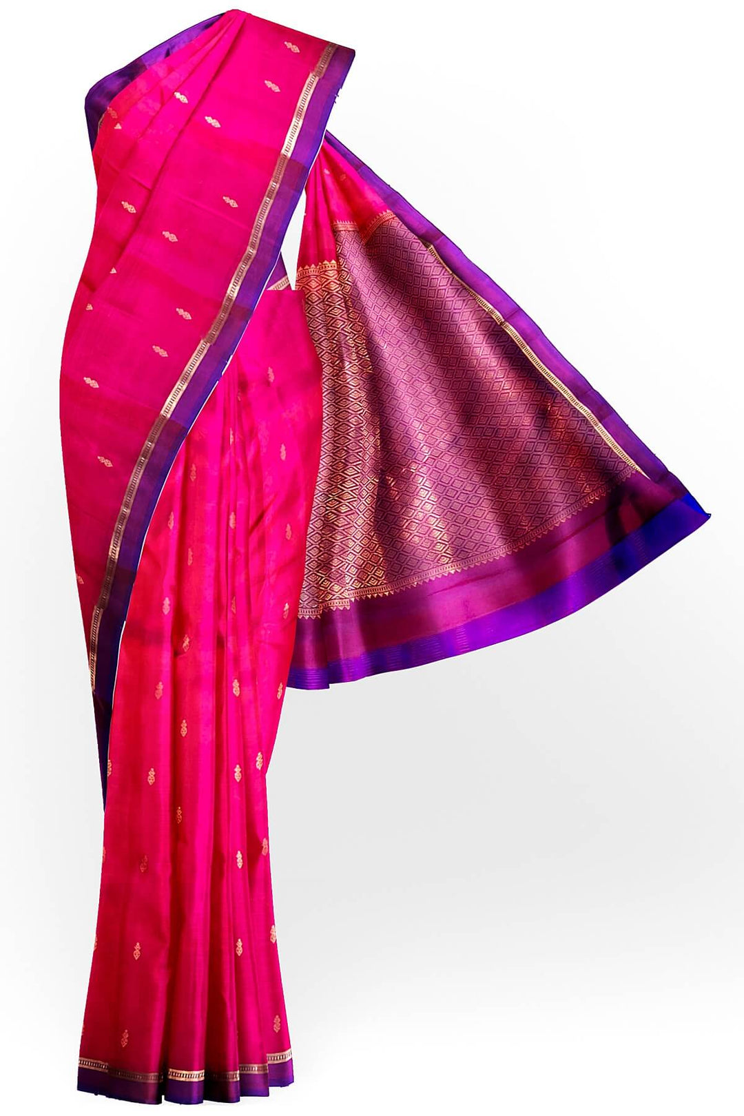 Kanchi pure silk saree in &nbsp;pink with small buttis
