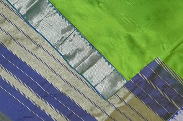Mangalgiri silk cotton saree in green & blue
