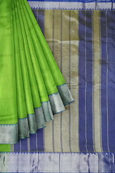 Mangalgiri silk cotton saree in green & blue