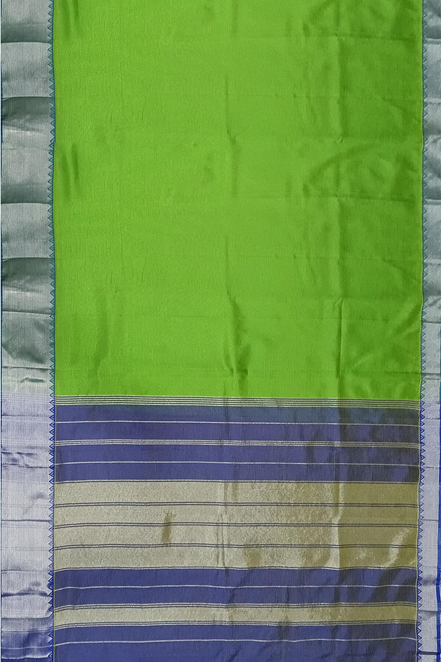 Mangalgiri silk cotton saree in green & blue