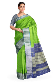 Mangalgiri silk cotton saree in green & blue