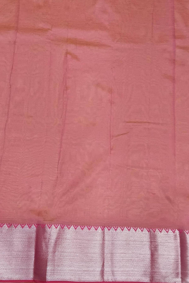 Mangalgiri silk cotton saree in  radium green & pink