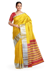 Mangalgiri silk cotton saree in yellow & red