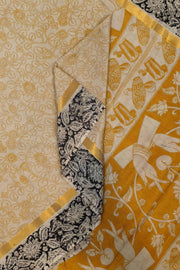 Mangalgiri silk cotton saree in  beige  in kalamkari print
