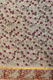 Mangalgiri silk cotton saree in  blue  in kalamkari print