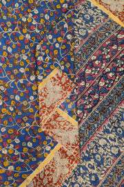 Mangalgiri silk cotton saree in  blue  in kalamkari print
