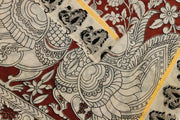 Mangalgiri silk cotton saree in maroon  in kalamkari print
