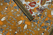 Mangalgiri silk cotton saree in off white in kalamkari print with nizam border