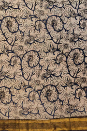 Mangalgiri silk cotton saree in red in kalamkari print with nizam border