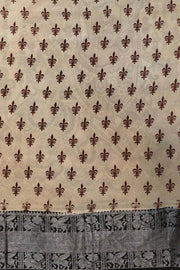 Mangalgiri silk cotton saree in beige & pink in kalamkari print