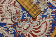 Mangalgiri silk cotton saree in maroon  in kalamkari print