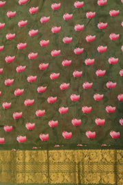 Floral print on Mangalgiri silk cotton saree