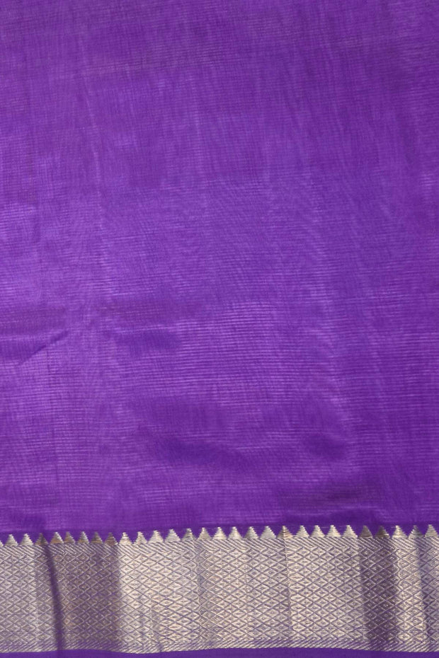 Mangalgiri silk cotton saree in violet with 4" silver border.