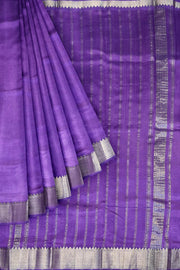 Mangalgiri silk cotton saree in violet with 4" silver border.