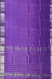 Mangalgiri silk cotton saree in violet with 4" silver border.