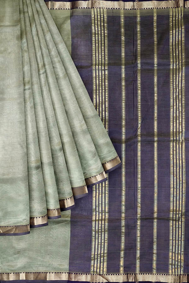 Mangalgiri silk cotton saree in sage green