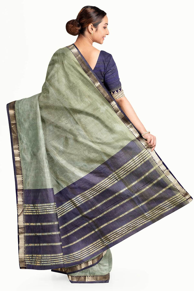 Mangalgiri silk cotton saree in sage green