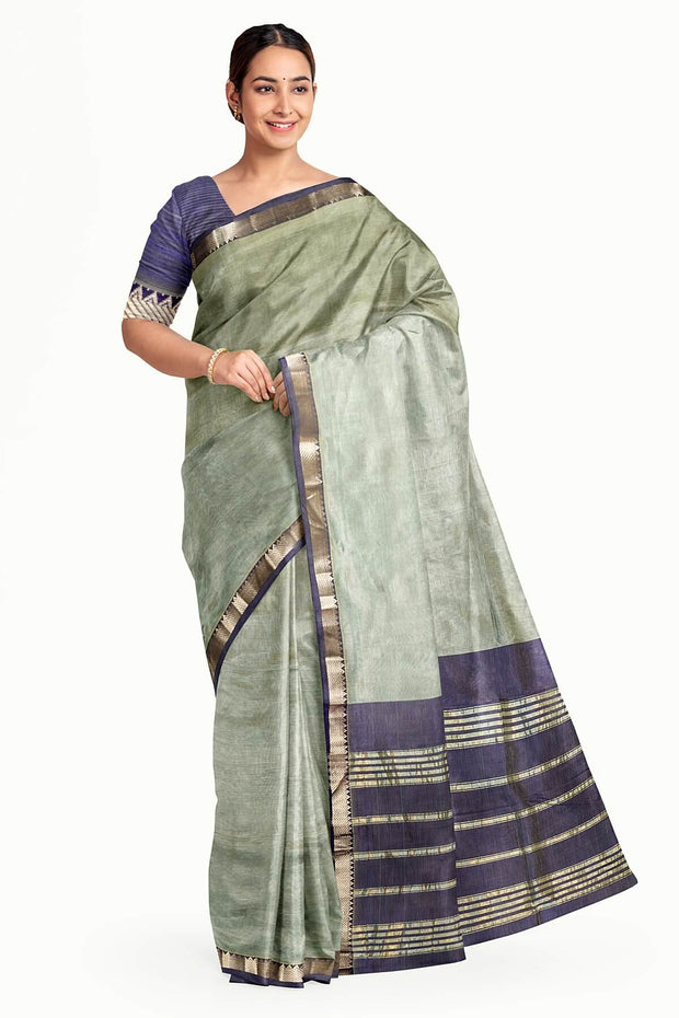 Mangalgiri silk cotton saree in sage green