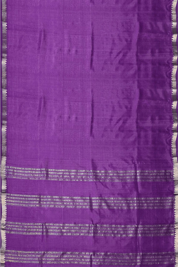 Mangalgiri silk cotton saree in violet with silver border