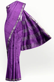 Mangalgiri silk cotton saree in violet with silver border