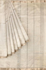 Mangalgiri silk cotton saree in  white with silver border