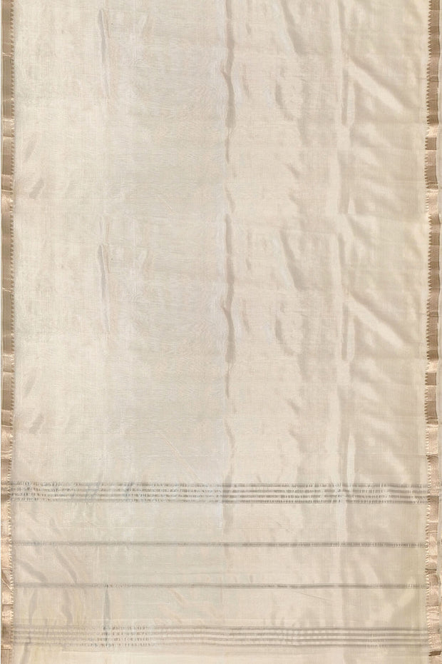 Mangalgiri silk cotton saree in  white with silver border
