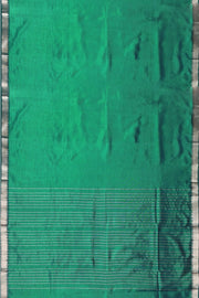 Mangalgiri silk cotton saree in  peacock green with silver border