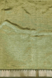 Mangalgiri silk cotton saree in sage green with silver border