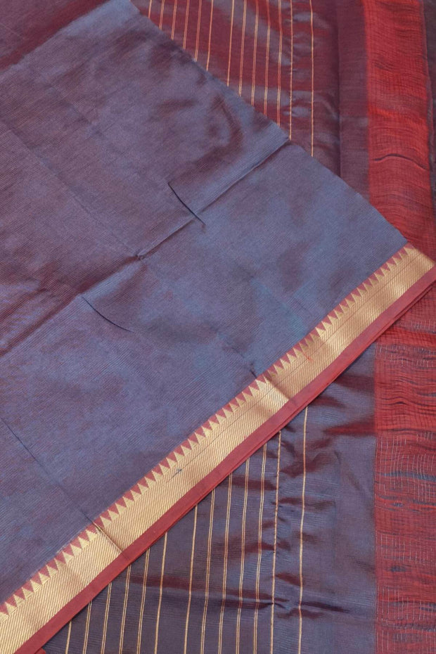 Mangalgiri silk cotton saree in two tone violet