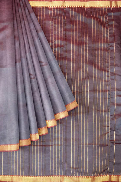 Mangalgiri silk cotton saree in two tone violet