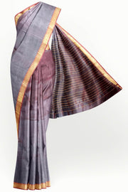 Mangalgiri silk cotton saree in two tone violet