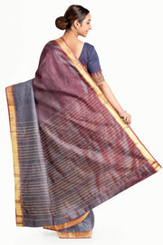 Mangalgiri silk cotton saree in two tone violet