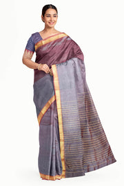 Mangalgiri silk cotton saree in two tone violet