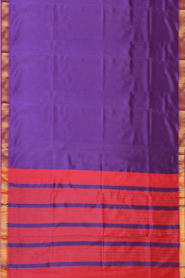 Mangalgiri silk cotton saree in purple with silver border