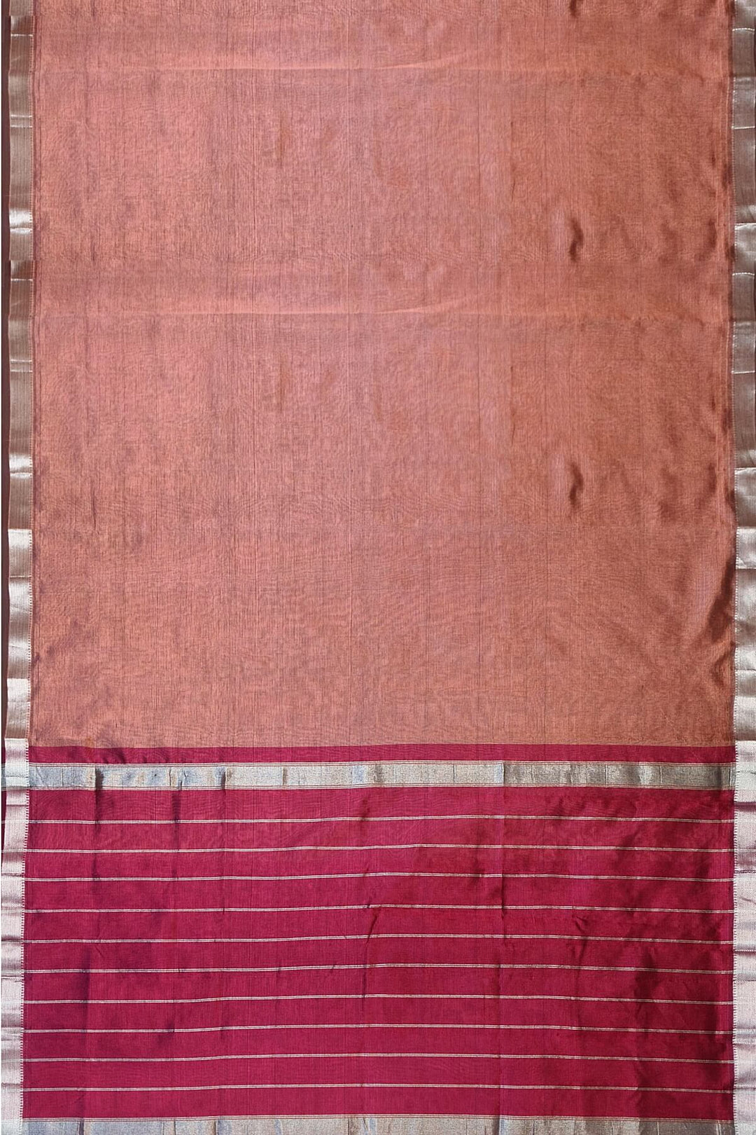 Mangalgiri silk cotton saree in snuff colour with silver border